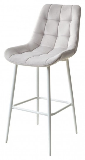 Барный стул ХОФМАН, цвет H-09 Светло-серый, велюр / белый каркас М-City в Нижнекамске - nizhnekamsk.ok-mebel.com | фото 1