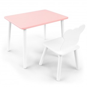 Детский комплект стол и стул «Мишка» Rolti Baby (розовый/белый, массив березы/мдф) в Нижнекамске - nizhnekamsk.ok-mebel.com | фото