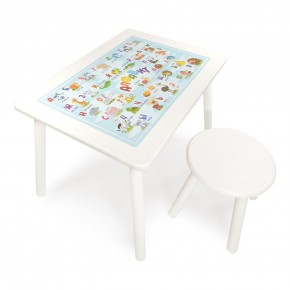 Детский комплект стол и табурет круглый Rolti Baby с накладкой Алфавит (белая столешница/белое сиденье/белые ножки) в Нижнекамске - nizhnekamsk.ok-mebel.com | фото