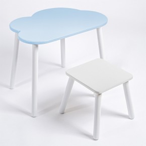 Детский комплект стол ОБЛАЧКО  и табурет Rolti Baby (голубая столешница/белое сиденье/белые ножки) в Нижнекамске - nizhnekamsk.ok-mebel.com | фото