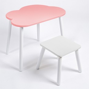 Детский комплект стол ОБЛАЧКО  и табурет Rolti Baby (розовая столешница/белое сиденье/белые ножки) в Нижнекамске - nizhnekamsk.ok-mebel.com | фото