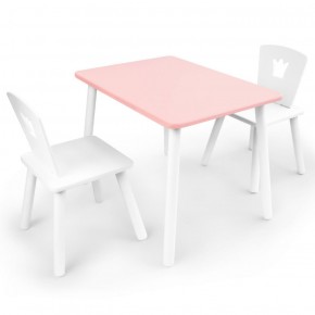 Комплект детской мебели стол и два стула Корона  (Розовый/Белый/Белый) в Нижнекамске - nizhnekamsk.ok-mebel.com | фото