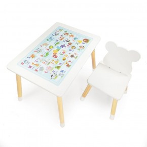 Комплект детской мебели стол и стул Мишутка с накладкой Алфавит (Белый/Белый/Береза) в Нижнекамске - nizhnekamsk.ok-mebel.com | фото 2