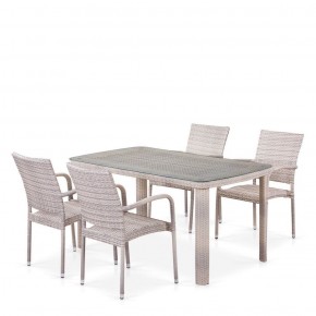 Комплект плетеной мебели T256C/Y376C-W85 Latte (4+1) + подушки на стульях в Нижнекамске - nizhnekamsk.ok-mebel.com | фото
