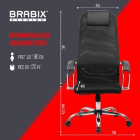 Кресло BRABIX PREMIUM "Ultimate EX-800" хром, плотная двойная сетка Х2, черное, 532911 в Нижнекамске - nizhnekamsk.ok-mebel.com | фото 6