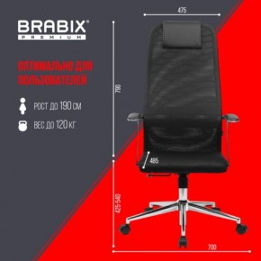 Кресло BRABIX PREMIUM "Ultimate EX-801" хром, плотная двойная сетка Х2, черное, 532917 в Нижнекамске - nizhnekamsk.ok-mebel.com | фото 7