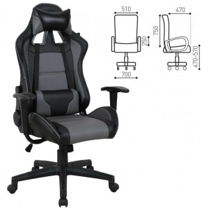 Кресло компьютерное BRABIX "GT Racer GM-100" (черное/серое) 531926 в Нижнекамске - nizhnekamsk.ok-mebel.com | фото 2