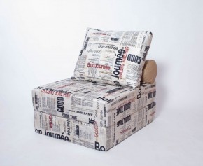 Кресло-кровать-пуф бескаркасное Прайм (Газета) в Нижнекамске - nizhnekamsk.ok-mebel.com | фото