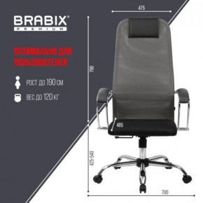 Кресло офисное BRABIX PREMIUM "Ultimate EX-800" хром, плотная двойная сетка Х2, черное/серое, 532912 в Нижнекамске - nizhnekamsk.ok-mebel.com | фото 3