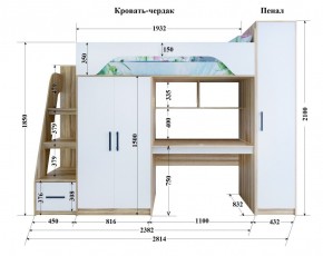 Кровать-чердак Тея (*Без Пенала) в Нижнекамске - nizhnekamsk.ok-mebel.com | фото 2