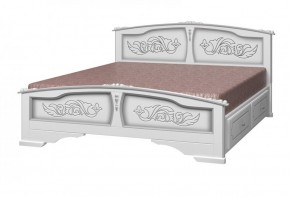 ЕЛЕНА Кровать из массива 1600 (Белый жемчуг) с 2-мя ящиками в Нижнекамске - nizhnekamsk.ok-mebel.com | фото