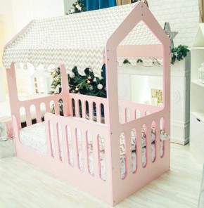 Кровать-домик без ящика 800*1600 (Розовый) в Нижнекамске - nizhnekamsk.ok-mebel.com | фото
