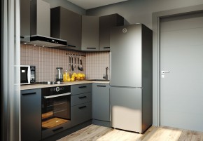 Кухня угловая Антрацит 2200х1000 (Стол. 38мм) в Нижнекамске - nizhnekamsk.ok-mebel.com | фото