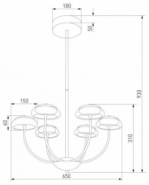 Люстра на штанге Eurosvet Fungo 50388 LED черный в Нижнекамске - nizhnekamsk.ok-mebel.com | фото 4