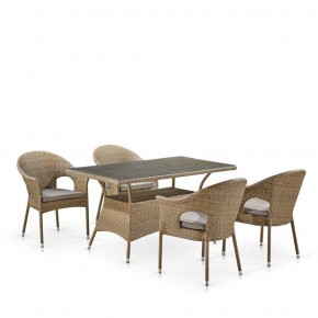 Обеденный комплект плетеной мебели T198B/Y79B-W56 Light Brown (4+1) в Нижнекамске - nizhnekamsk.ok-mebel.com | фото 1