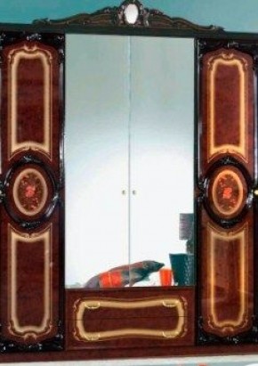 Шкаф 4-х дверный с зеркалами (01.144) Роза (могано) в Нижнекамске - nizhnekamsk.ok-mebel.com | фото