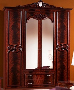 Шкаф 4-х дверный с зеркалами (03.144) Ольга (могано) в Нижнекамске - nizhnekamsk.ok-mebel.com | фото