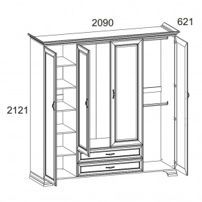 Шкаф 4D2S Z, TIFFANY, цвет вудлайн кремовый в Нижнекамске - nizhnekamsk.ok-mebel.com | фото