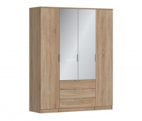 Шкаф 4х дверный с зеркалами Николь СБ-2595/1 (Дуб Сонома) в Нижнекамске - nizhnekamsk.ok-mebel.com | фото
