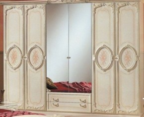 Шкаф 6-и дверный с зеркалами (01.146) Роза (беж) в Нижнекамске - nizhnekamsk.ok-mebel.com | фото