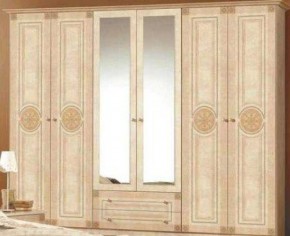 Шкаф 6-и дверный с зеркалами (02.146) Рома (беж) в Нижнекамске - nizhnekamsk.ok-mebel.com | фото