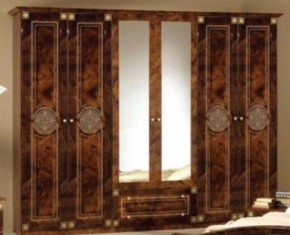 Шкаф 6-и дверный с зеркалами (02.146) Рома (орех) в Нижнекамске - nizhnekamsk.ok-mebel.com | фото