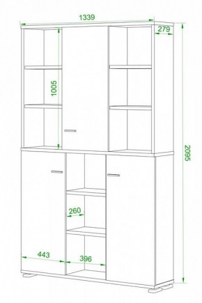 Шкаф книжный Домино нельсон ПУ-40-3 в Нижнекамске - nizhnekamsk.ok-mebel.com | фото 2