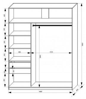 Шкаф-купе 1800 серии SOFT D1+D3+B2+PL1 (2 ящика+1штанга) профиль «Графит» в Нижнекамске - nizhnekamsk.ok-mebel.com | фото 3