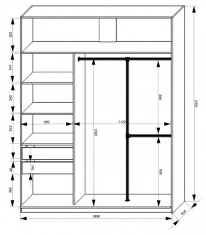 Шкаф-купе 1800 серии SOFT D8+D2+B2+PL4 (2 ящика+F обр.штанга) профиль «Графит» в Нижнекамске - nizhnekamsk.ok-mebel.com | фото 3