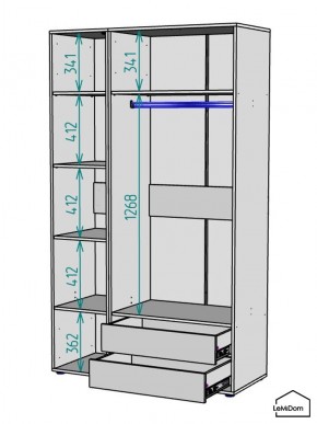 Шкаф Linnea MHR-3PO-2 2050х1200х510 (Белый-М 11.1.2) в Нижнекамске - nizhnekamsk.ok-mebel.com | фото 3