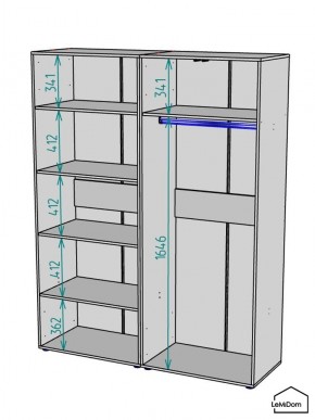 Шкаф Linnea MHR-4-1 2050х1600х510 (Белый-М 11.1.1) в Нижнекамске - nizhnekamsk.ok-mebel.com | фото 3