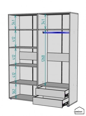 Шкаф Linnea MHR-4PO-2 2050х1600х510 (Белый-М 11.1.2) в Нижнекамске - nizhnekamsk.ok-mebel.com | фото 3