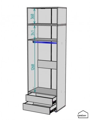 Шкаф с антресолью Linnea MHR-2A-3 2450х800х510 (ДВ-М 11.1.25) в Нижнекамске - nizhnekamsk.ok-mebel.com | фото 3