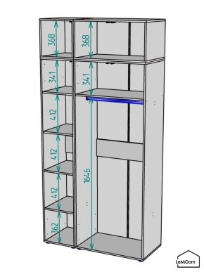 Шкаф с антресолью Linnea MHR-3A-1 2450х1200х510 (Графит-М 11.1.25) в Нижнекамске - nizhnekamsk.ok-mebel.com | фото 3