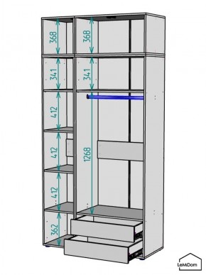 Шкаф с антресолью Linnea MHR-3POA-2 2450х1200х510 (Белый-М 11.1.2) в Нижнекамске - nizhnekamsk.ok-mebel.com | фото 3