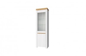 Шкаф с витриной  1V1D, TAURUS, цвет белый/дуб вотан в Нижнекамске - nizhnekamsk.ok-mebel.com | фото