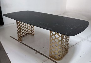 Стол CHIAVARI 220 KL-116 Черный мрамор матовый, итальянская керамика / бронзовый, ®DISAUR в Нижнекамске - nizhnekamsk.ok-mebel.com | фото 4