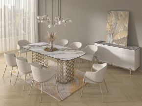 Стол CHIAVARI 220 KL-188 Контрастный мрамор матовый, итальянская керамика / Шампань, ®DISAUR в Нижнекамске - nizhnekamsk.ok-mebel.com | фото 9