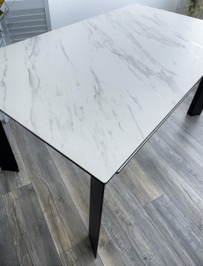 Стол CREMONA 180 KL-99 Белый мрамор матовый, итальянская керамика / черный каркас, ®DISAUR в Нижнекамске - nizhnekamsk.ok-mebel.com | фото 2