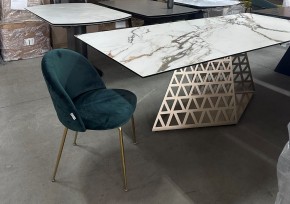 Стол ENNA 220 KL-188 Контрастный мрамор матовый, итальянская керамика/ каркас цвета шампань, ®DISAUR в Нижнекамске - nizhnekamsk.ok-mebel.com | фото 8