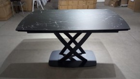 Стол FOGGIA 140 KL-116 Черный мрамор матовый, итальянская керамика/ черный каркас, ®DISAUR в Нижнекамске - nizhnekamsk.ok-mebel.com | фото 2