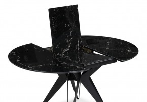 Стол стеклянный Рикла 110(150)х110х76 черный мрамор / черный в Нижнекамске - nizhnekamsk.ok-mebel.com | фото 4