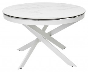 Стол TRENTO 120 HIGH GLOSS STATUARIO Белый мрамор глянцевый, керамика/ белый каркас, ®DISAUR в Нижнекамске - nizhnekamsk.ok-mebel.com | фото 2