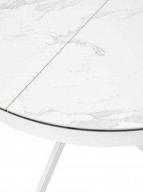 Стол TRENTO 120 HIGH GLOSS STATUARIO Белый мрамор глянцевый, керамика/ белый каркас, ®DISAUR в Нижнекамске - nizhnekamsk.ok-mebel.com | фото 4