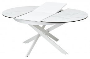Стол TRENTO 120 HIGH GLOSS STATUARIO Белый мрамор глянцевый, керамика/ белый каркас, ®DISAUR в Нижнекамске - nizhnekamsk.ok-mebel.com | фото 5