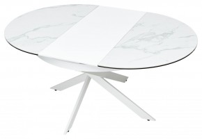 Стол TRENTO 120 HIGH GLOSS STATUARIO Белый мрамор глянцевый, керамика/ белый каркас, ®DISAUR в Нижнекамске - nizhnekamsk.ok-mebel.com | фото 8