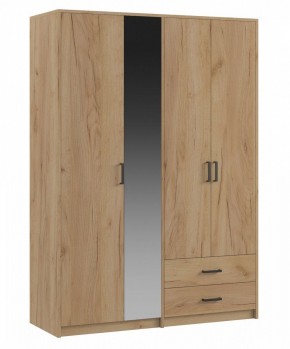 СВЕТЛАНА LOFT Шкаф 4 двери с зеркалом (дуб золотой) в Нижнекамске - nizhnekamsk.ok-mebel.com | фото