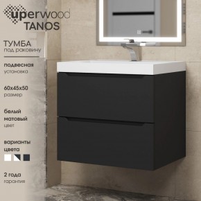 Тумба под раковину Uperwood Tanos 60 см, подвесная, черная матовая в Нижнекамске - nizhnekamsk.ok-mebel.com | фото 3