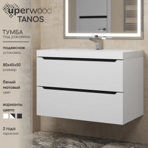 Тумба под раковину Uperwood Tanos 80 см, подвесная, белая/графит в Нижнекамске - nizhnekamsk.ok-mebel.com | фото 3
