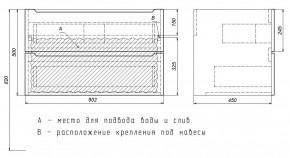 Тумба под раковину Uperwood Tanos 80 см, подвесная, белая/графит в Нижнекамске - nizhnekamsk.ok-mebel.com | фото 7